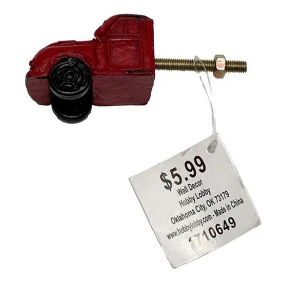 Vintage Drawer Pull Polyresin Red Truck Handle Cabinet Door Dresser Knob NWT - Picture 1 of 10
